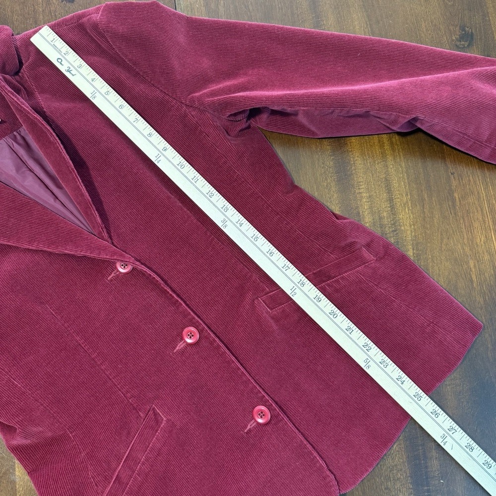 L.L.Bean Womens Corduroy Blazer Size 10 Reg Burgundy Lined Vintage Academia - Picture 9 of 10